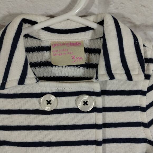L Genuine Baby from Oshkosh Baby Cream Navy Striped Knit Blazer Jacket NWT 3M - Picture 2 of 8
